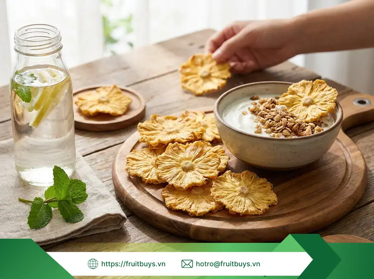 Dứa Sấy Dẻo Không Đường (Sấy Mộc) dứa sấy dẻo không Đường (sấy mộc)