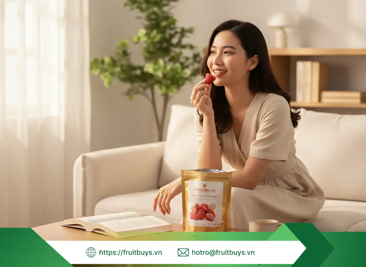 Dâu Sấy Thăng Hoa (Freeze Dried Strawberry) (1) FRUITBUYS VIETNAM
