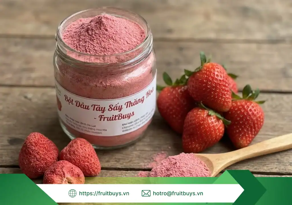 Bột Dâu Tây Sấy Thăng Hoa Phù Hợp Với Ai? Giải Mã Bí Mật Nguyên Liệu "Màu Hồng" bột dâu sấy thăng hoa