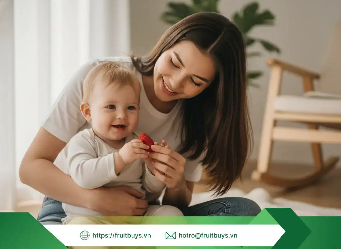 Dâu Sấy Thăng Hoa Siêu Snack 3 Không Cho Mẹ Bầu & Bé Yêu (12) FRUITBUYS VIETNAM