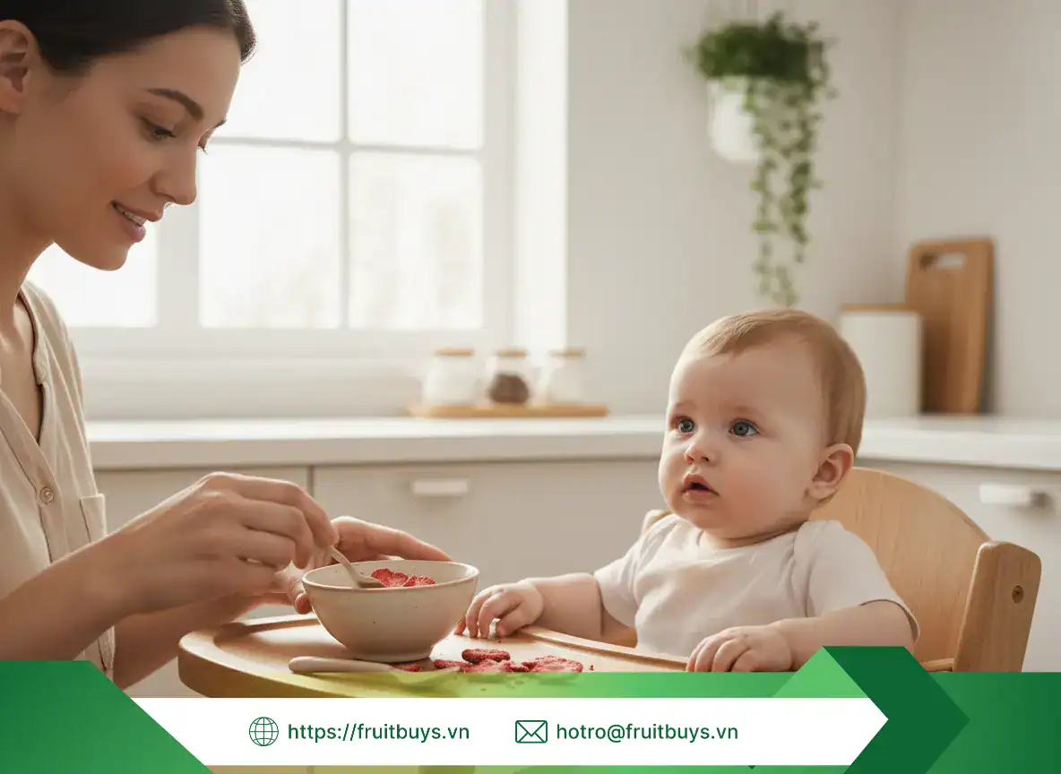 Dâu Sấy Thăng Hoa Siêu Snack 3 Không Cho Mẹ Bầu & Bé Yêu (15) FRUITBUYS VIETNAM