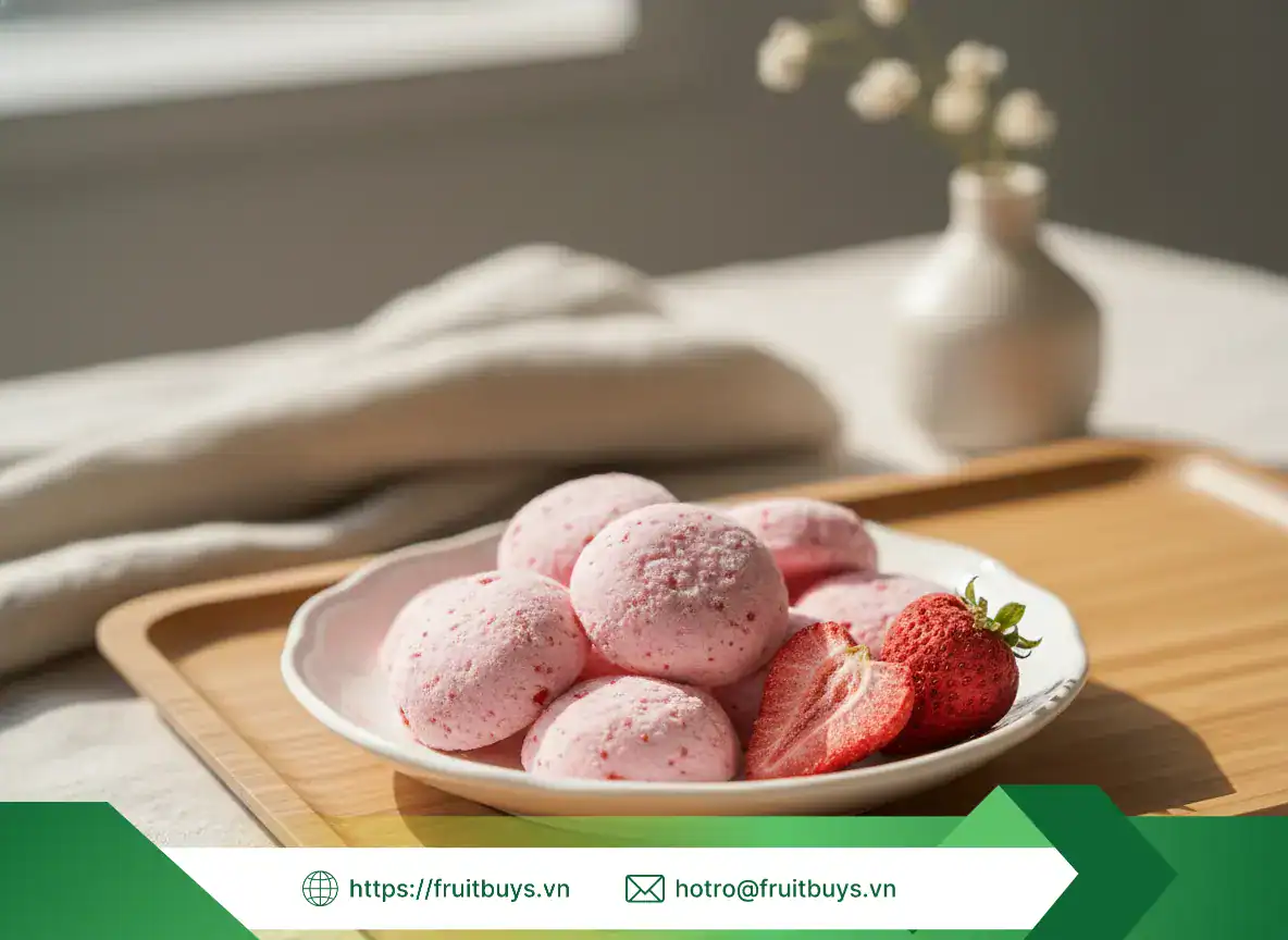 Dâu Sấy Thăng Hoa Siêu Snack 3 Không Cho Mẹ Bầu & Bé Yêu (17) FRUITBUYS VIETNAM