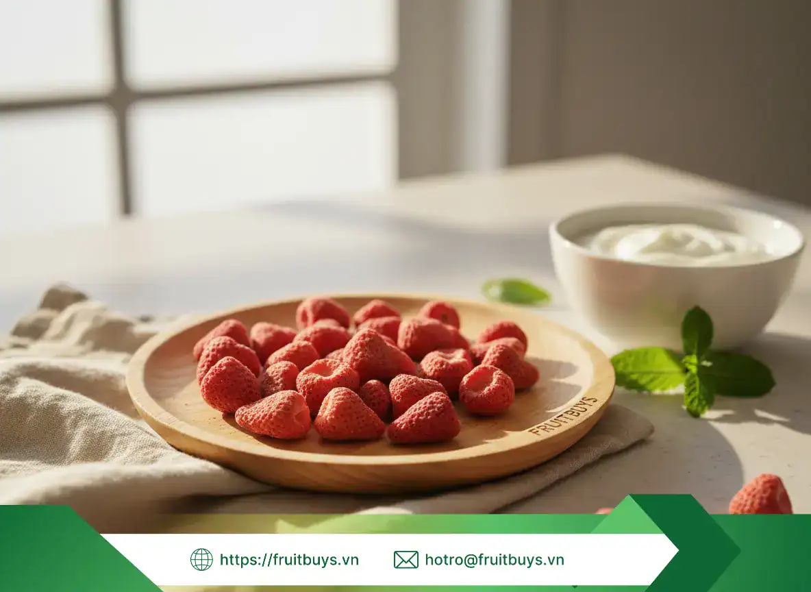 Quy Trình Sản Xuất Dâu Sấy Thăng Hoa (11) FRUITBUYS VIETNAM