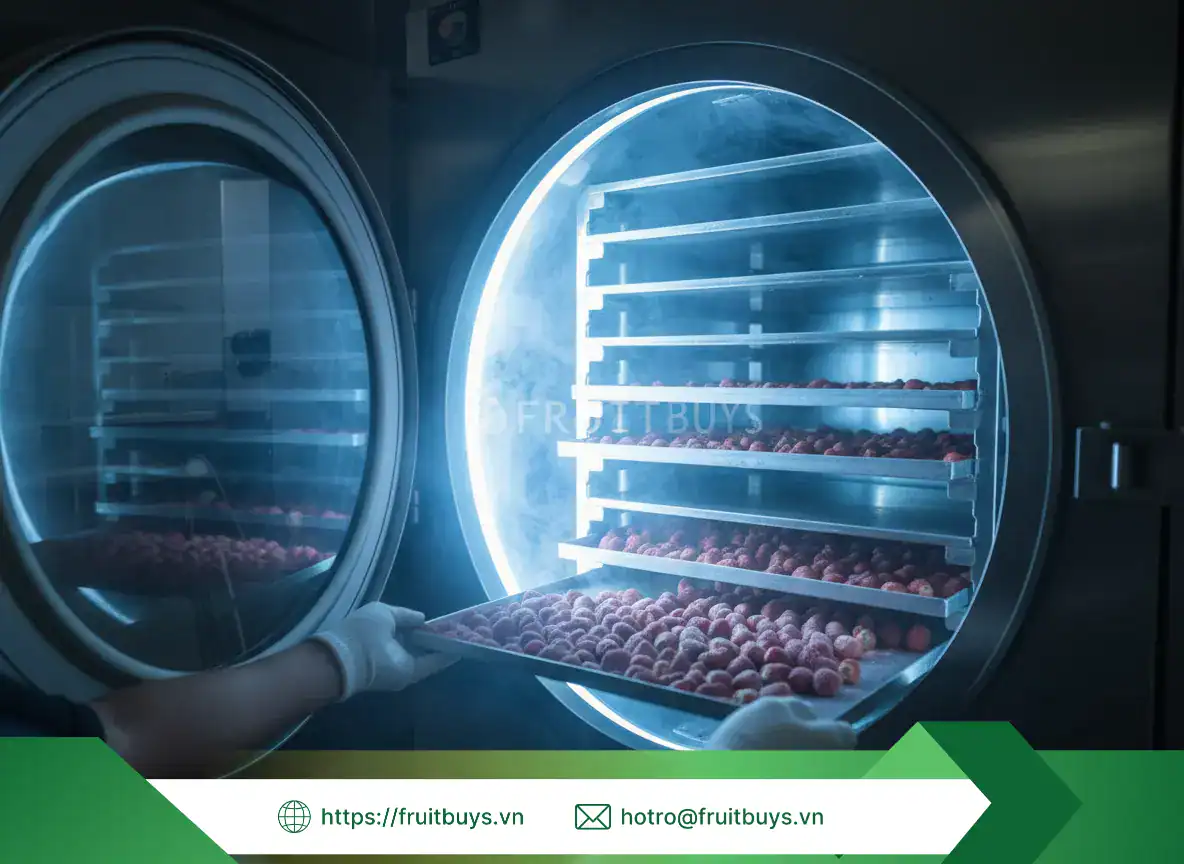 Quy Trình Sản Xuất Dâu Sấy Thăng Hoa (13) FRUITBUYS VIETNAM