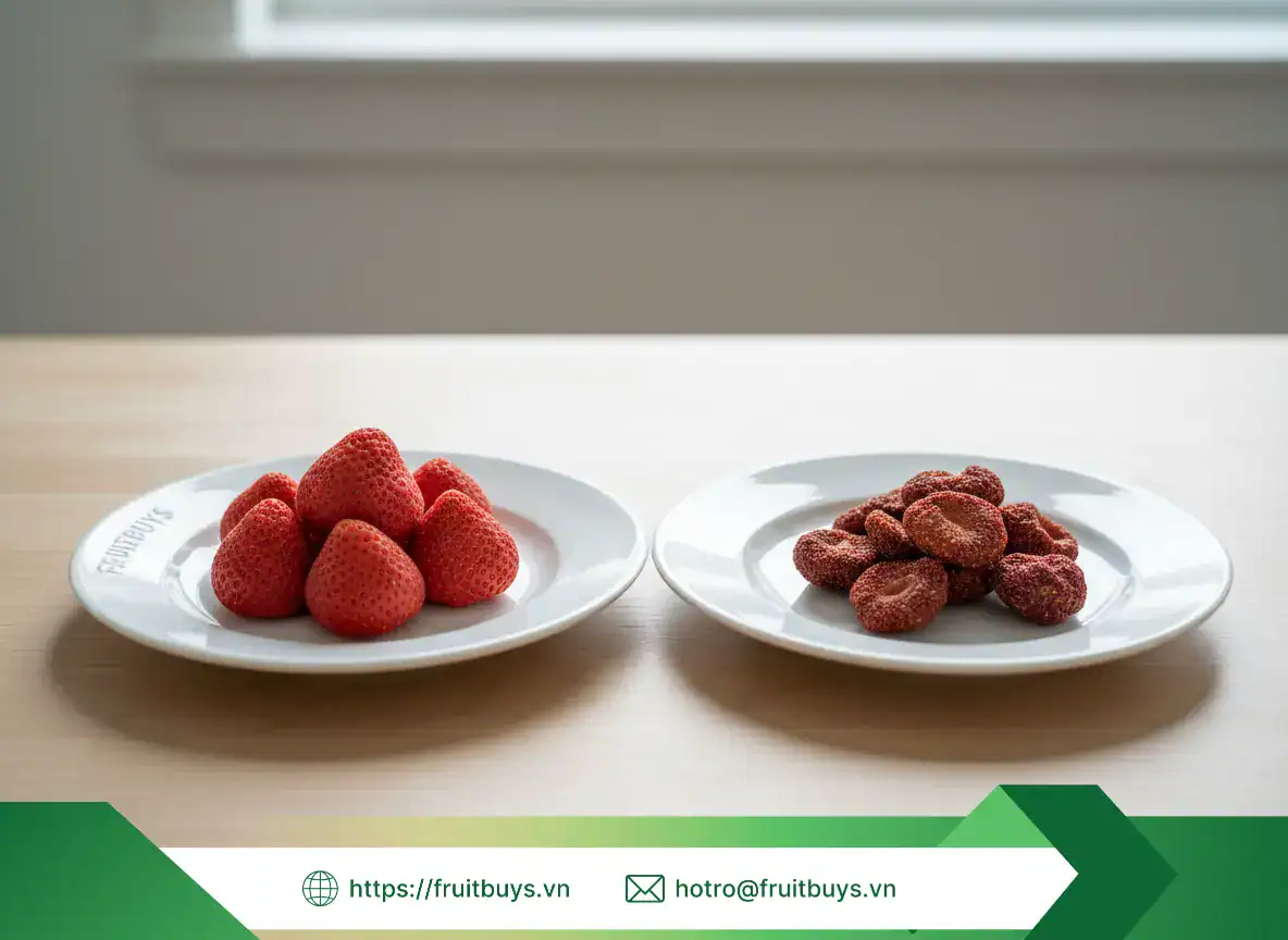 Quy Trình Sản Xuất Dâu Sấy Thăng Hoa (5) FRUITBUYS VIETNAM