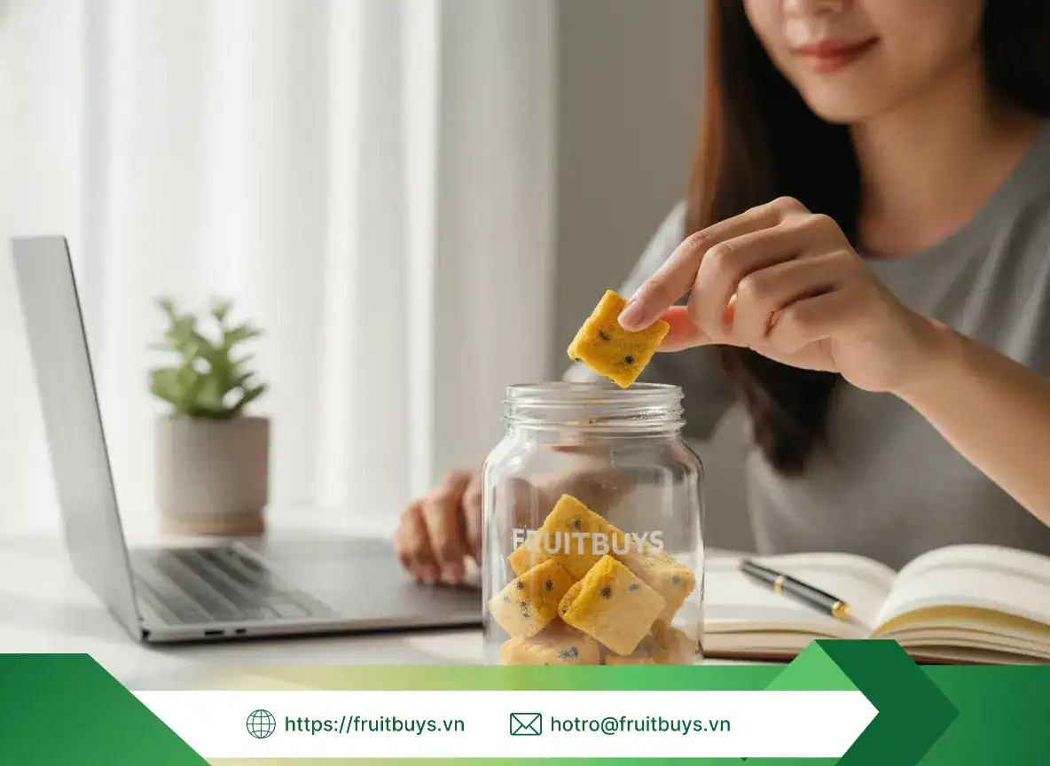 Viên Chanh Dây Sấy Thăng Hoa (Freeze Dried Passion Fruit Cubes) 251125 (12) FRUITBUYS VIETNAM