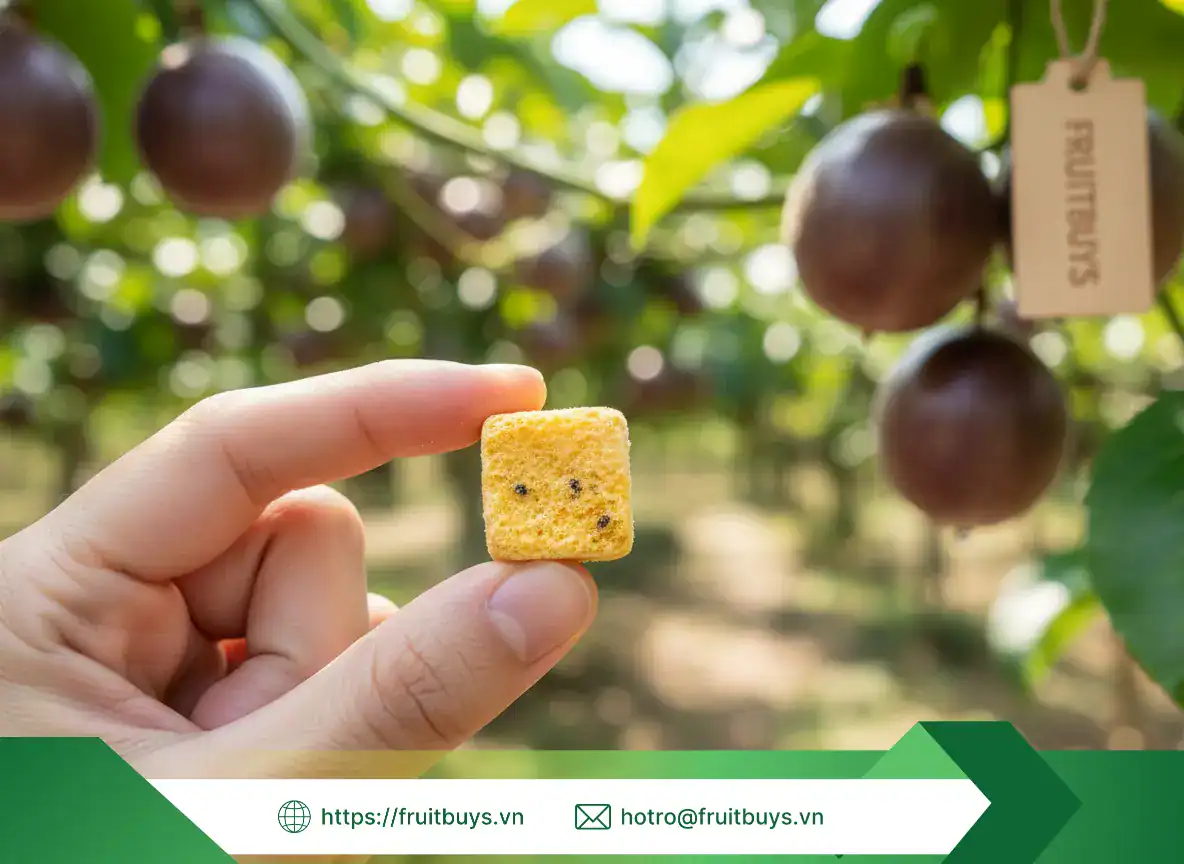 Viên Chanh Dây Sấy Thăng Hoa (Freeze Dried Passion Fruit Cubes) 251125 (9) FRUITBUYS VIETNAM
