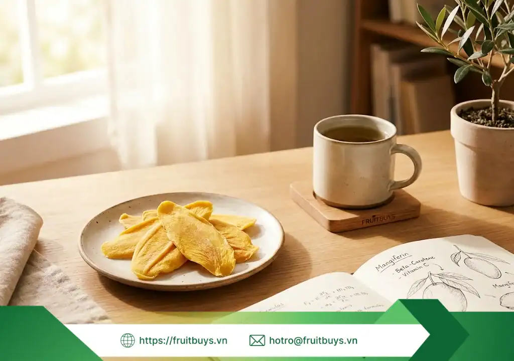 Giải Mã Khoa Học: Các Hợp Chất Sinh Học Trong Xoài Sấy Dẻo Không Đường & Lợi Ích Y Sinh 5 chất quý trong xoài sấy dẻo 251215 (1) fruitbuys vietnam