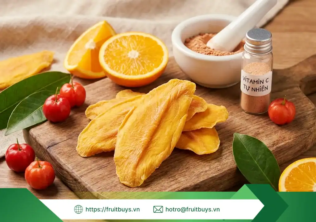 Giải Mã Khoa Học: Các Hợp Chất Sinh Học Trong Xoài Sấy Dẻo Không Đường & Lợi Ích Y Sinh 5 chất quý trong xoài sấy dẻo 251215 (4) fruitbuys vietnam