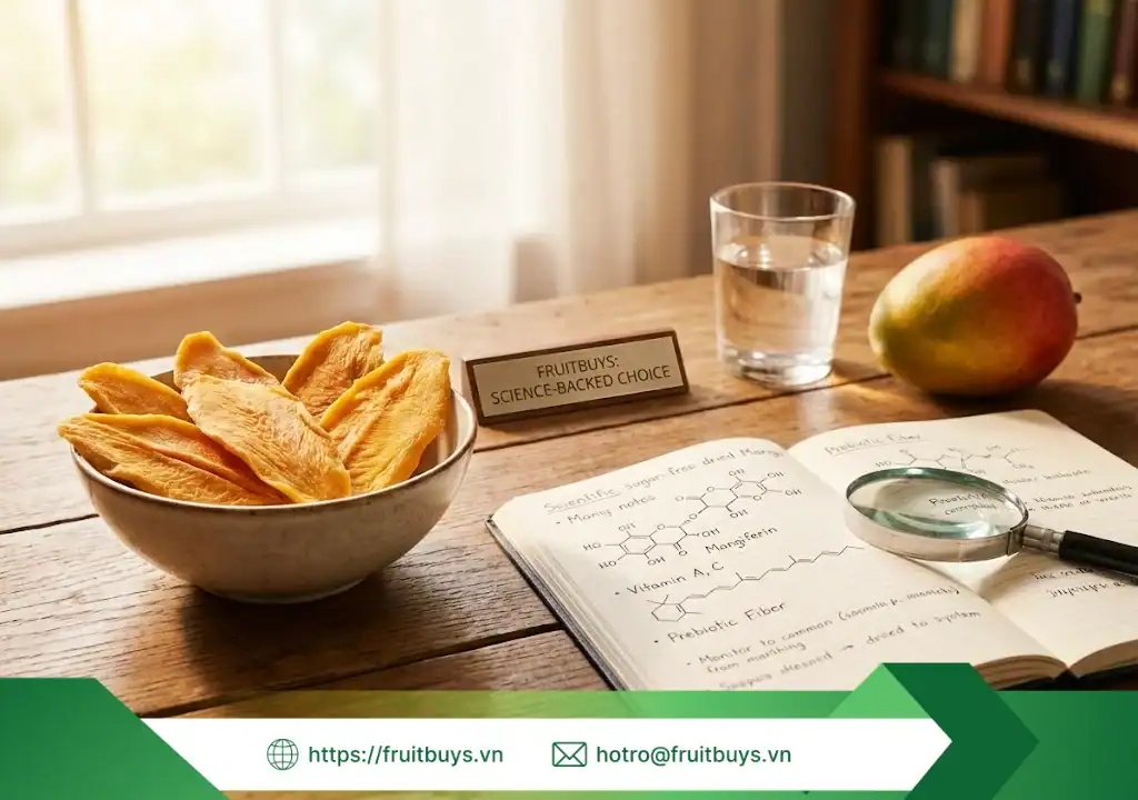 Giải Mã Khoa Học: Các Hợp Chất Sinh Học Trong Xoài Sấy Dẻo Không Đường & Lợi Ích Y Sinh 5 chất quý trong xoài sấy dẻo 251215 (9) fruitbuys vietnam