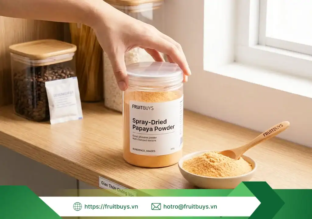 hướng dẫn sử dụng bảo quản bột đu đủ 251228 (6) fruitbuys vietnam