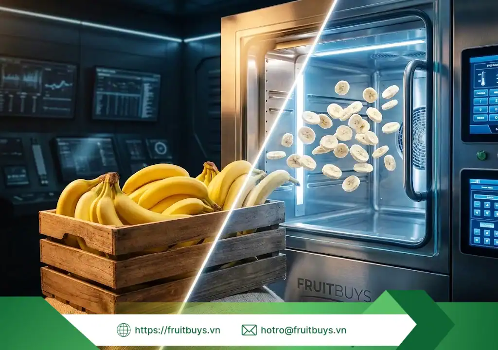 Hành Trình Của Trái Chuối Đồng Nai: Từ Đất Đỏ Bazan Đến Gói Snack Công Nghệ Cao nguồn gốc chuối sấy thăng hoa 251220 (3) fruitbuys vietnam