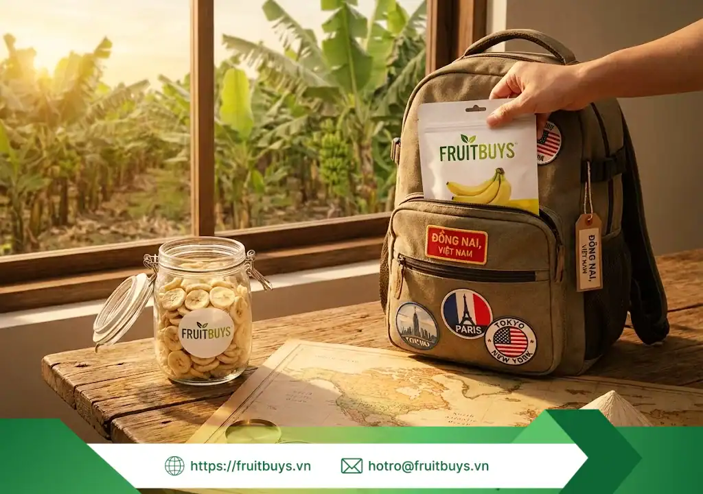 Hành Trình Của Trái Chuối Đồng Nai: Từ Đất Đỏ Bazan Đến Gói Snack Công Nghệ Cao nguồn gốc chuối sấy thăng hoa 251220 (6) fruitbuys vietnam