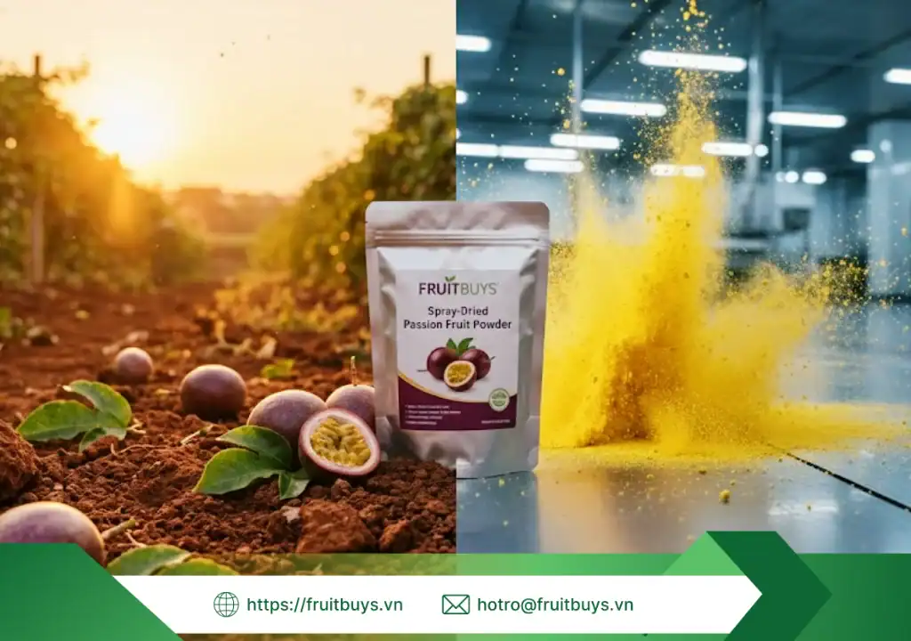 Từ Đất Đỏ Bazan Đến Thế Giới: Câu Chuyện Về Nguồn Gốc Bột Chanh Dây Việt Nam nguồn gốc bột chanh dây sấy phun 251229 (3) fruitbuys vietnam