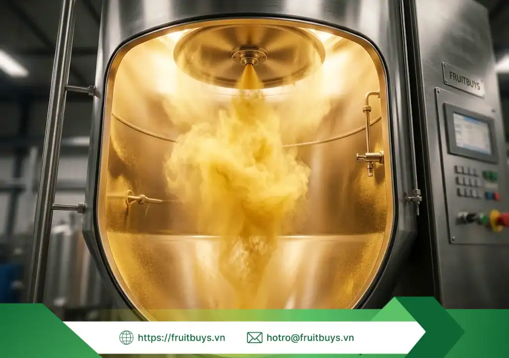 Quy Trình Sản Xuất Bột Chuối Sấy Phun: Giải Mã "Hộp Đen" Công Nghệ & Sự Thật Về Độ Tan quy trình sản xuất bột chuối sấy phun 251230 (3) fruitbuys vietnam