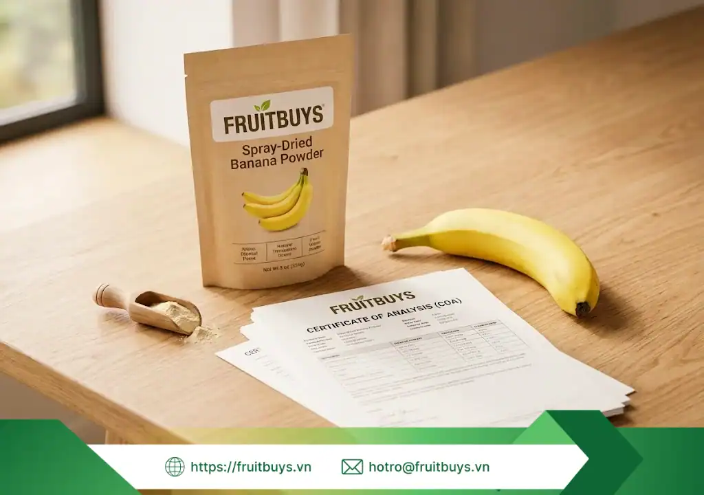Quy Trình Sản Xuất Bột Chuối Sấy Phun: Giải Mã "Hộp Đen" Công Nghệ & Sự Thật Về Độ Tan quy trình sản xuất bột chuối sấy phun 251230 (6) fruitbuys vietnam