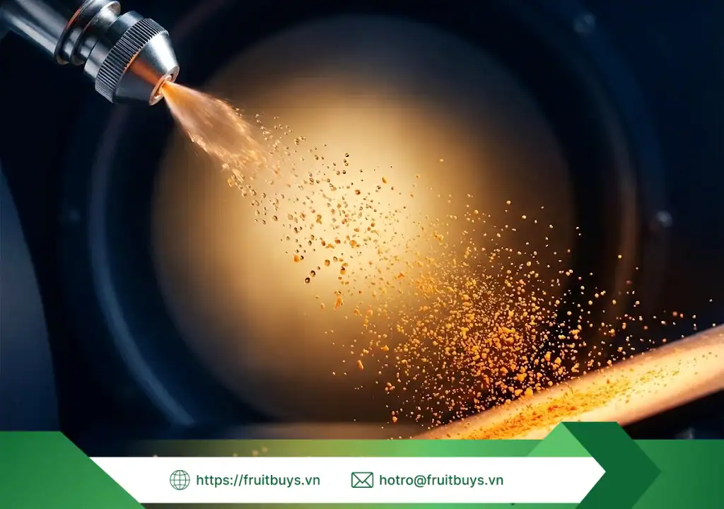 Khám Phá Bên Trong Nhà Máy Sấy Phun FruitBuys: Hành Trình 5 Giây Biến Đu Đủ Thành "Tinh Thể" Màu Cam quy trình sản xuất bột Đu Đủ sấy phun 251228 (2) fruitbuys vietnam
