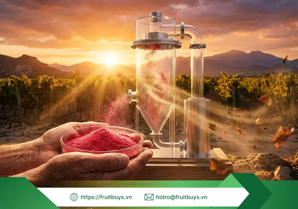 quy trình sản xuất bột nho Đỏ sấy phun 251230 (1) fruitbuys vietnam