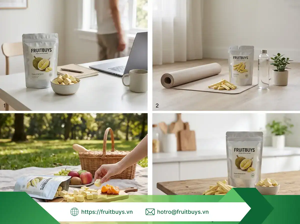 Hành Trình Của Múi Sầu Riêng Sấy Thăng Hoa: Từ Đất Đỏ Bazan Đến Gói Snack Trên Tay Bạn sầu riêng sấy thăng hoa (31) fruitbuys vietnam