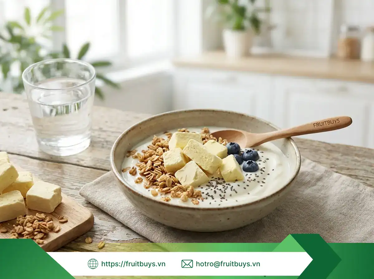 Sầu Riêng Sấy Thăng Hoa: Khi "Vua Trái Cây" Trở Thành "Viên Thuốc Hạnh Phúc" Tự Nhiên sầu riêng sấy thăng hoa (32) fruitbuys vietnam