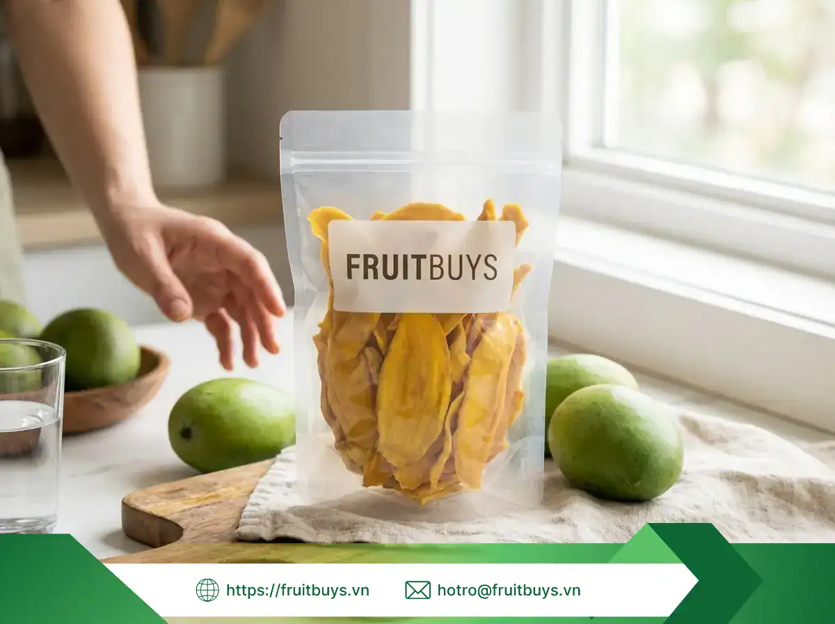 Bí Quyết Đầu Bếp: 3 Công Thức Sáng Tạo Với Xoài Sấy Dẻo & Cách Bảo Quản Giữ Trọn Vị Ngon xoài sấy dẻo không Đường (29) fruitbuys vietnam