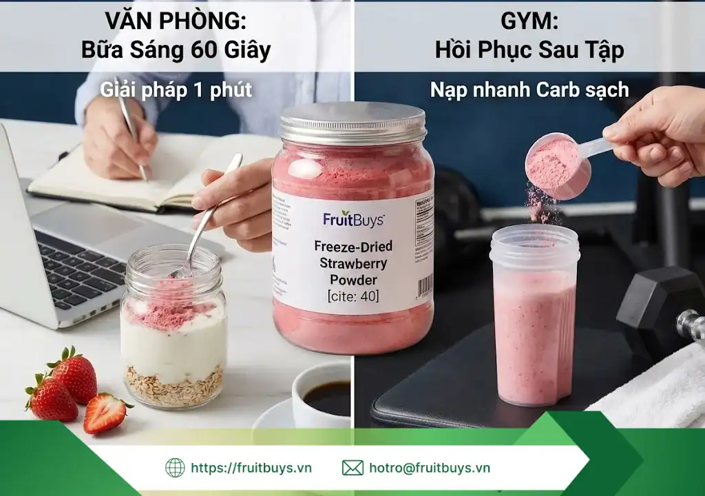 Bột Dâu Tây Sấy Thăng Hoa Phù Hợp Với Ai? Giải Mã Bí Mật Nguyên Liệu "Màu Hồng" bột dâu tây sấy thăng hoa phù hợp với ai 260109 (4) fruitbuys vietnam