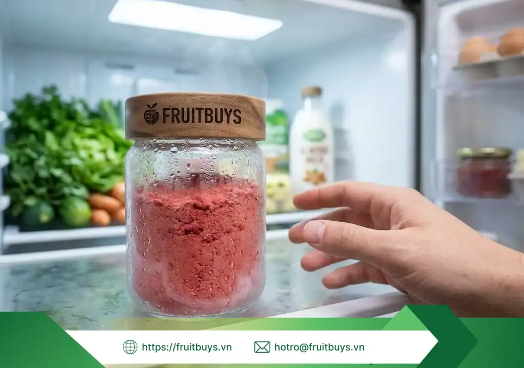 Bật Mí Công Thức Sáng Tạo Với Bột Dâu Sấy Thăng Hoa & Bí Quyết "Trị" Vón Cục hướng dẫn sử dụng bảo quan bột dâu tây sấy thăng hoa 260109 (2) fruitbuys vietnam