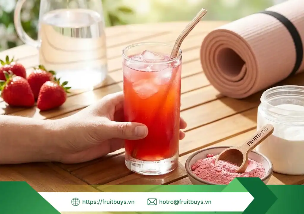 Bật Mí Công Thức Sáng Tạo Với Bột Dâu Sấy Thăng Hoa & Bí Quyết "Trị" Vón Cục hướng dẫn sử dụng bảo quan bột dâu tây sấy thăng hoa 260109 (5) fruitbuys vietnam