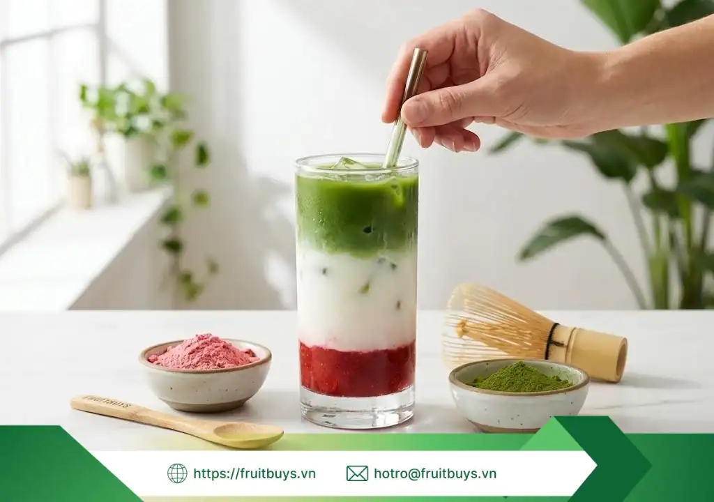 Bật Mí Công Thức Sáng Tạo Với Bột Dâu Sấy Thăng Hoa & Bí Quyết "Trị" Vón Cục hướng dẫn sử dụng bảo quan bột dâu tây sấy thăng hoa 260109 (6) fruitbuys vietnam