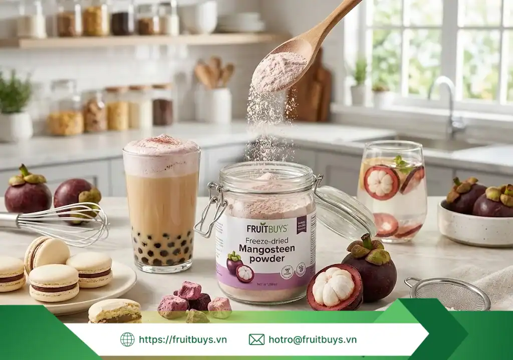 Đừng Chỉ Pha Nước Uống! Biến Bột Măng Cụt Thành "Vũ Khí Bí Mật" Cho Căn Bếp Của Bạn hướng dẫn sử dụng bảo quản bột măng cụt sấy thăng hoa 260107 (1) fruitbuys vietnam