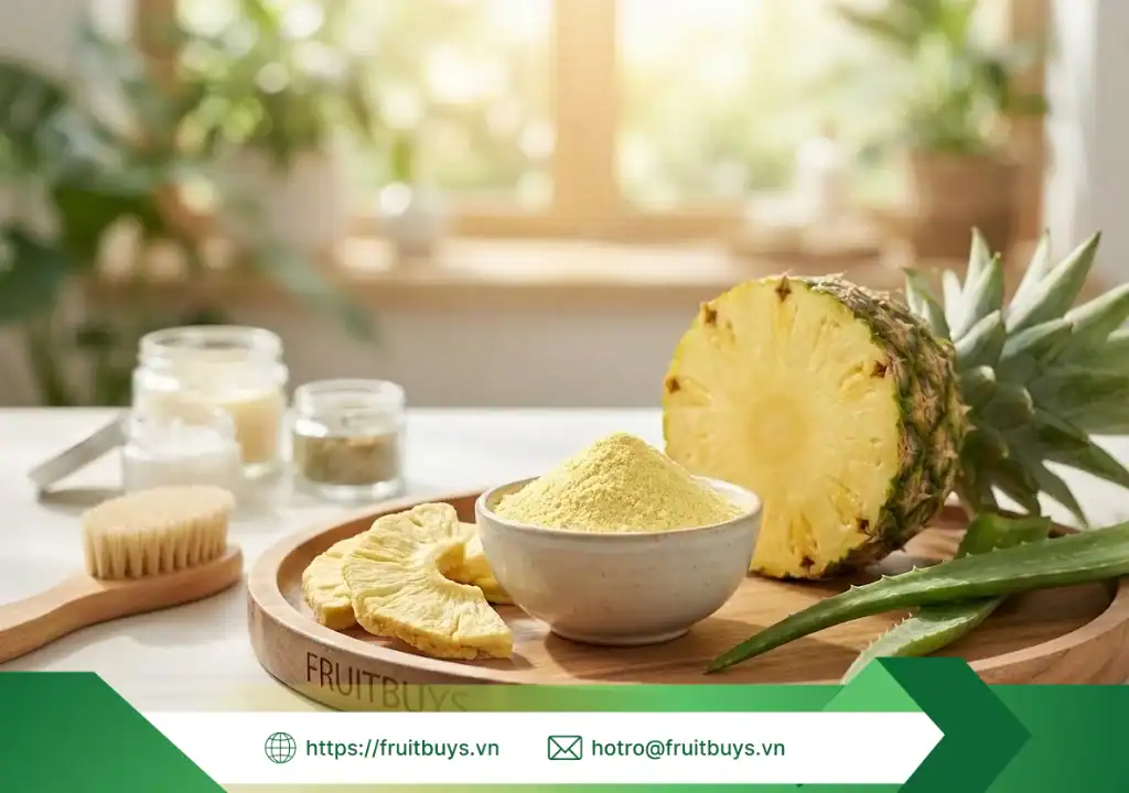 Tác Dụng Của Bột Dứa Sấy Thăng Hoa – Không Chỉ Là Vitamin C, Đó Là "Nhà Máy Sinh Học" Tí Hon lợi ích bột dứa sấy thăng hoa 260108 (4) fruitbuys vietnam