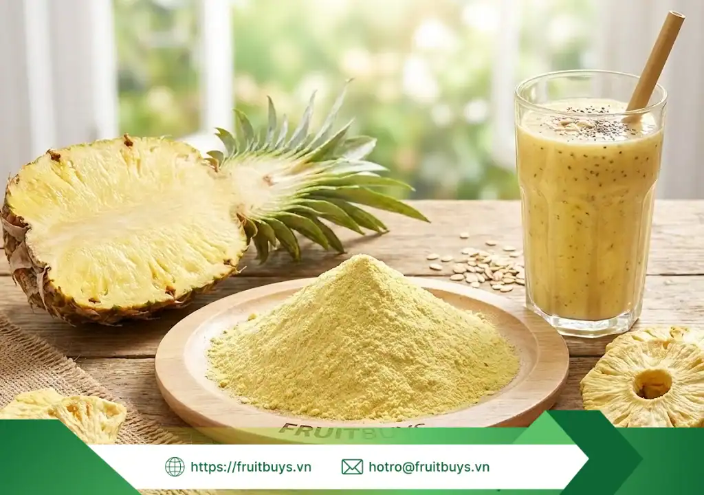 Tác Dụng Của Bột Dứa Sấy Thăng Hoa – Không Chỉ Là Vitamin C, Đó Là "Nhà Máy Sinh Học" Tí Hon lợi ích bột dứa sấy thăng hoa 260108 (5) fruitbuys vietnam