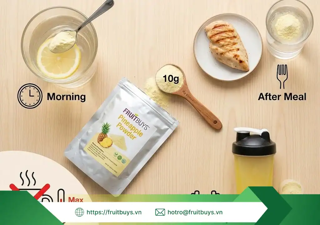 Tác Dụng Của Bột Dứa Sấy Thăng Hoa – Không Chỉ Là Vitamin C, Đó Là "Nhà Máy Sinh Học" Tí Hon lợi ích bột dứa sấy thăng hoa 260108 (8) fruitbuys vietnam