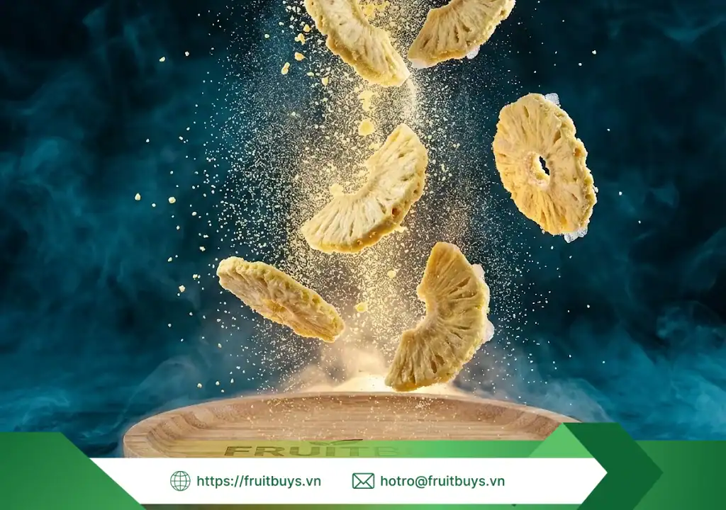 Quy Trình Sản Xuất Bột Dứa Sấy Thăng Hoa – Giải Mã Công Nghệ "Đóng Băng" Thời Gian quy trình sản xuất bột dứa sấy thăng hoa 260108 (9) fruitbuys vietnam