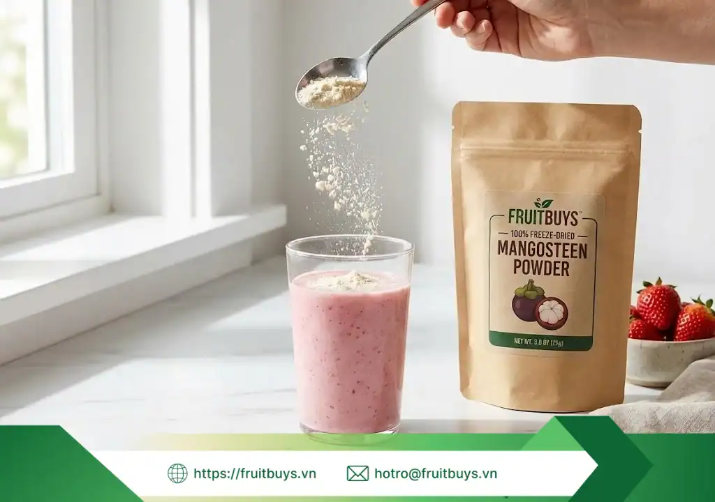 Quy Trình Sản Xuất Bột Măng Cụt Sấy Thăng Hoa – Hành Trình 48 Giờ Tạo Nên "Vàng Trắng" Lái Thiêu quy trình sản xuất bột măng cụt sấy thăng hoa 260107 (6) fruitbuys vietnam