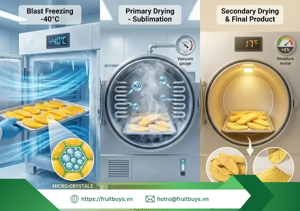 quy trình sản xuất bột xoài sấy thăng hoa 260115 (4) fruitbuys vietnam