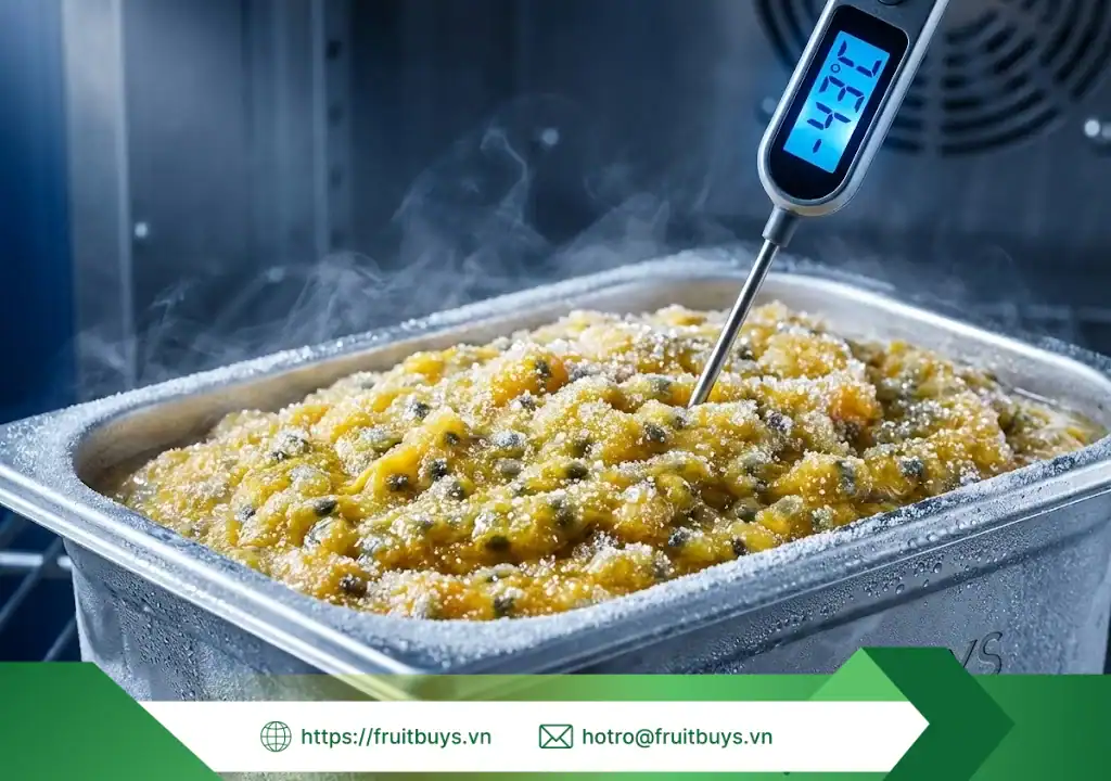 Quy Trình Sản Xuất Bột Chanh Dây Sấy Thăng Hoa: Hành Trình 48 Giờ "Đóng Băng" Linh Hồn Trái Cây quy trình sản xuất bột chanh dây sấy thăng hoa 260108 (5) fruitbuys vietnam