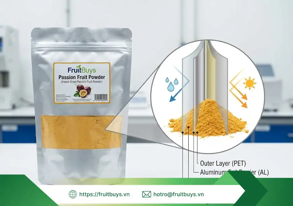 Quy Trình Sản Xuất Bột Chanh Dây Sấy Thăng Hoa: Hành Trình 48 Giờ "Đóng Băng" Linh Hồn Trái Cây quy trình sản xuất bột chanh dây sấy thăng hoa 260108 (9) fruitbuys vietnam